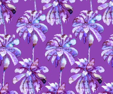 Palmiye desen. Egzotik suluboya Seamless Modeli