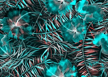 Hibiscus desen. Suluboya tropikal arka plan. 