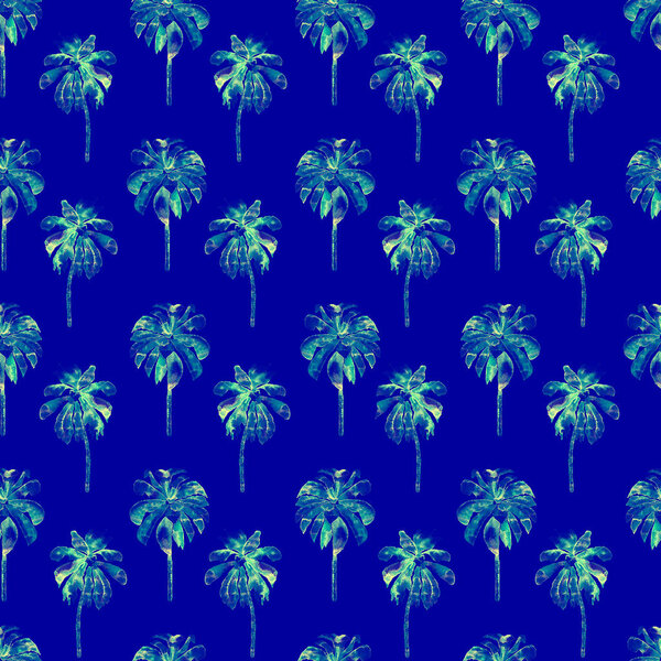 Palm Pattern. Exotic Watercolor Seamless Pattern