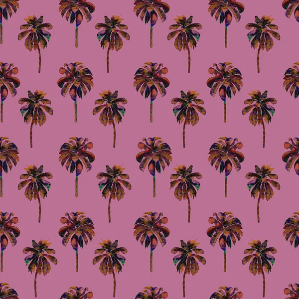 Wzór Palm. Egzotyczne akwarela bezszwowe wzór — Zdjęcie stockowe