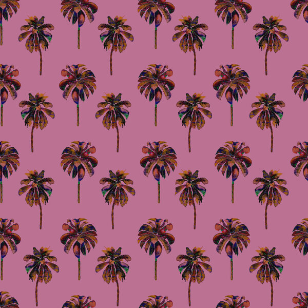 Palm Pattern. Exotic Watercolor Seamless Pattern