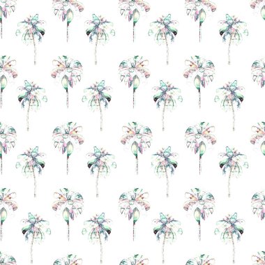 Palmiye desen. Egzotik suluboya Seamless Modeli