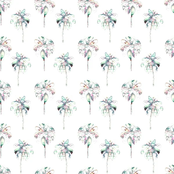 Palm minta. Egzotikus akvarell Seamless Pattern — Stock Fotó