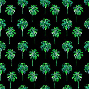 Palmiye desen. Egzotik suluboya Seamless Modeli