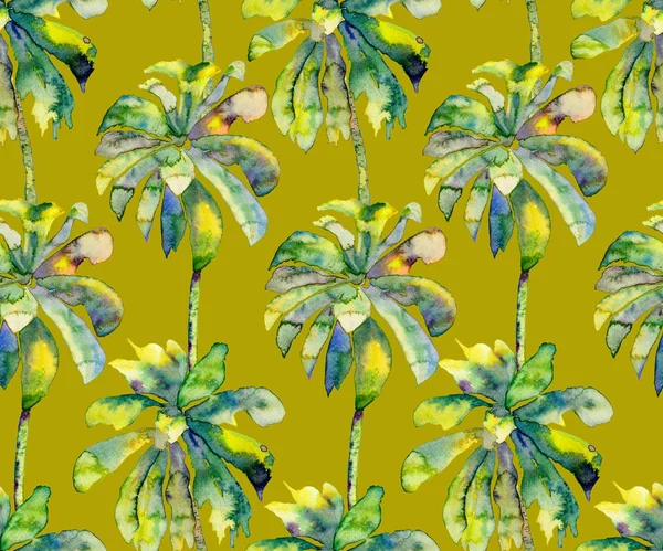 Palm Pattern. Exotic Watercolor Seamless Pattern