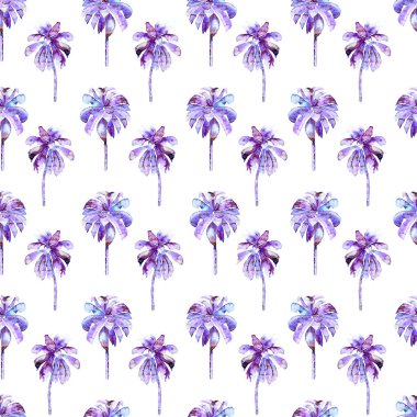 Palmiye desen. Egzotik suluboya Seamless Modeli