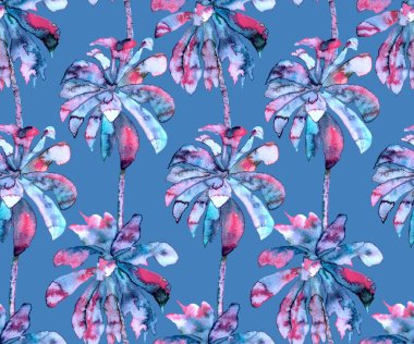 Palmiye desen. Egzotik suluboya Seamless Modeli