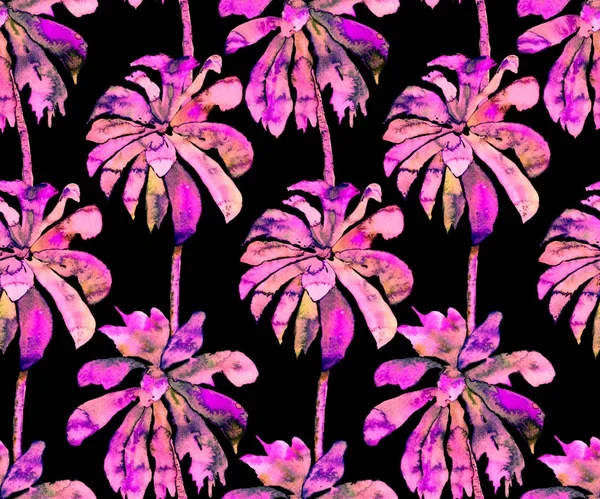 Palm minta. Egzotikus akvarell Seamless Pattern — Stock Fotó