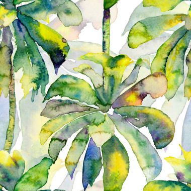 Palmiye desen. Egzotik suluboya Seamless Modeli