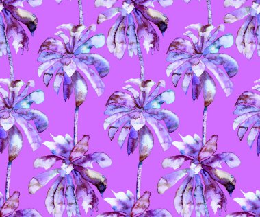 Palmiye desen. Egzotik suluboya Seamless Modeli