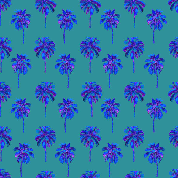 Palm Pattern. Exotic Watercolor Seamless Pattern