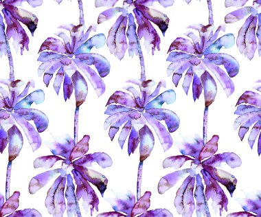 Palmiye desen. Egzotik suluboya Seamless Modeli