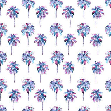 Palmiye desen. Egzotik suluboya Seamless Modeli