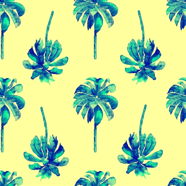 Palm minta. Egzotikus akvarell Seamless Pattern — Stock Fotó