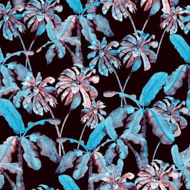 Palmiye desen. Suluboya muz ağacı sorunsuz Yazdır. 