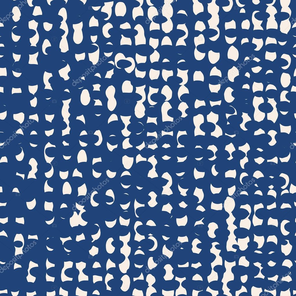 Indigo vector tie dye seamless pattern.