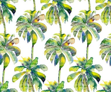 Palmiye desen. Egzotik suluboya Seamless Modeli