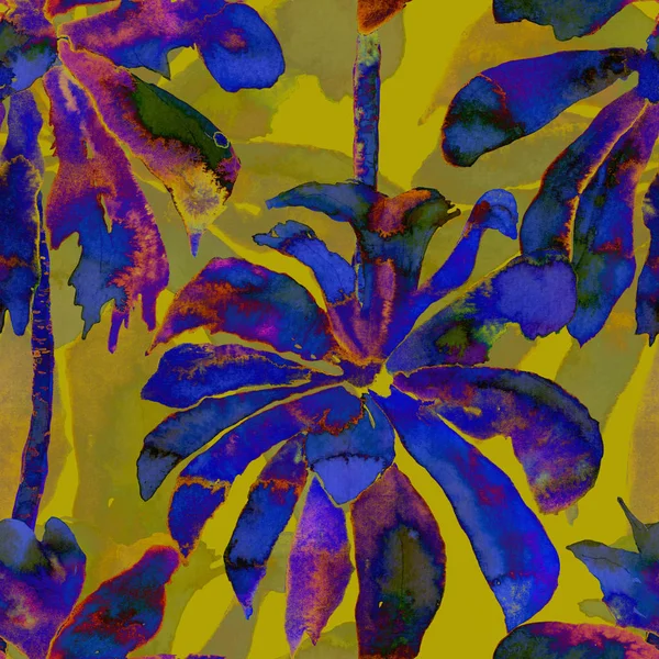 Palm Pattern. Exotic Watercolor Seamless Pattern
