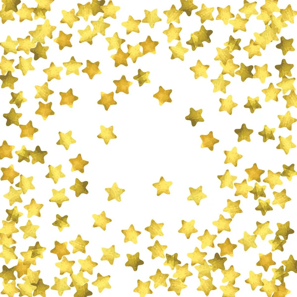Confiti estrella. Fondo de confeti al azar oro — Vector de stock