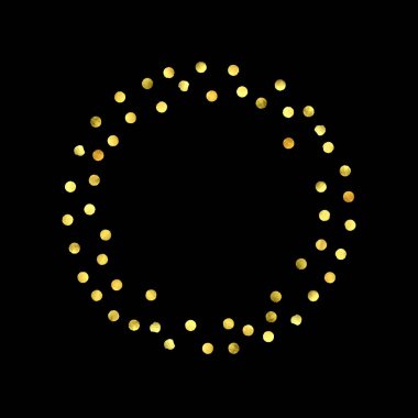 Altın konfeti siyah arkaplanda izole edildi.