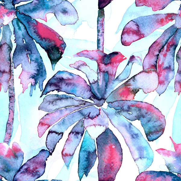 Palm minta. Egzotikus akvarell Seamless Pattern — Stock Fotó
