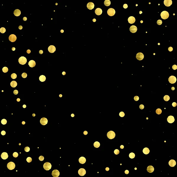 Golden confetti geïsoleerd op zwarte achtergrond. — Stockvector
