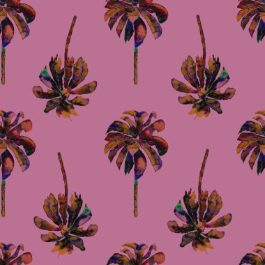 Palmiye desen. Egzotik suluboya Seamless Modeli