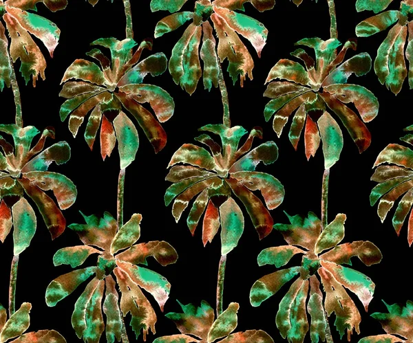 Palm Pattern. Exotic Watercolor Seamless Pattern — Stock Photo, Image