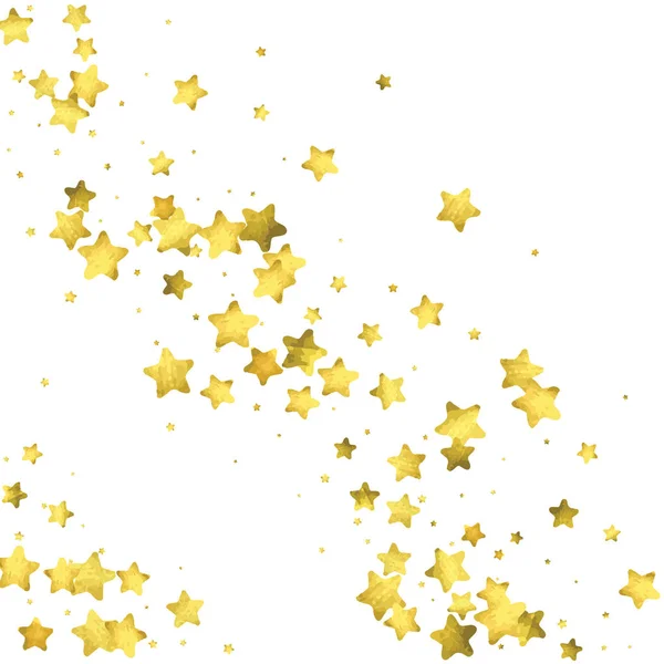 Confiti estrella. Fondo de confeti al azar oro — Vector de stock