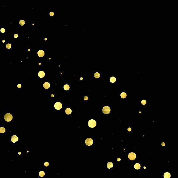 Confettis dorés isolés sur fond noir. — Image vectorielle