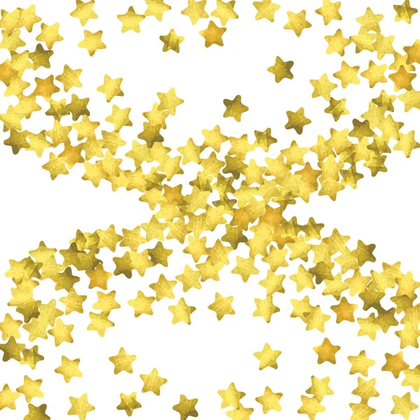 Confiti estrella. Fondo de confeti al azar oro — Vector de stock