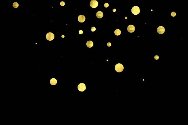 Golden confetti isolated on black background. — Stock Vector