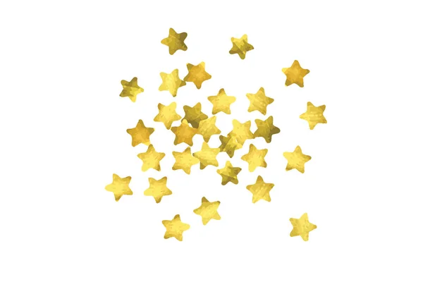 Confiti estrella. Fondo de confeti al azar oro — Vector de stock