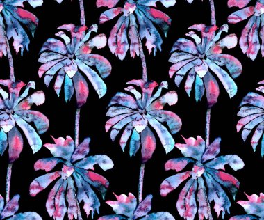 Palmiye desen. Egzotik suluboya Seamless Modeli