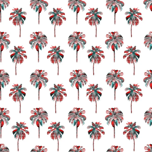 Palm Pattern. Padrão sem costura aquarela exótica — Fotografia de Stock