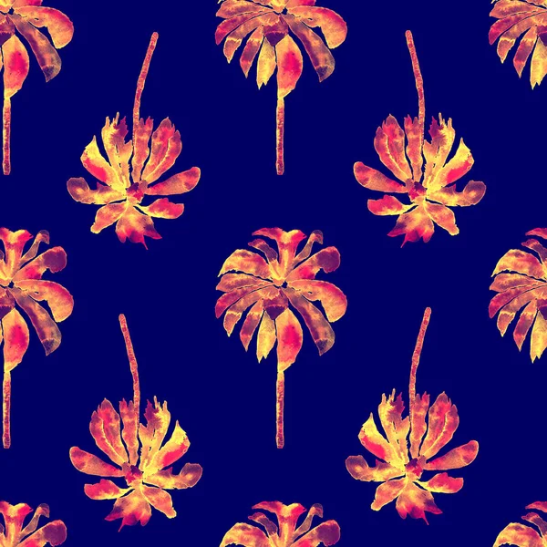 Palm mönster. Exotiska akvarell sömlösa mönster — Stockfoto