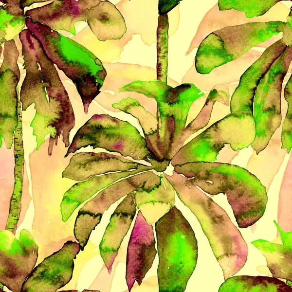 Palm Pattern. Exotic Watercolor Seamless Pattern — Stock Photo, Image