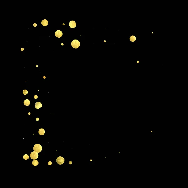 Zlaté konfety izolované na černém pozadí. — Stockový vektor