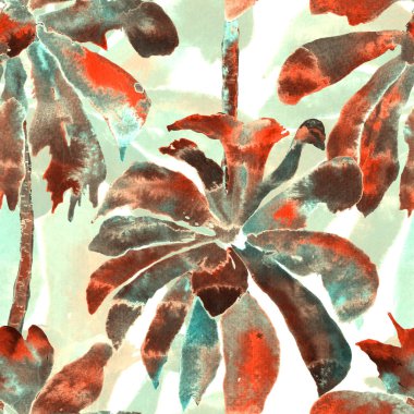 Palmiye desen. Egzotik suluboya Seamless Modeli