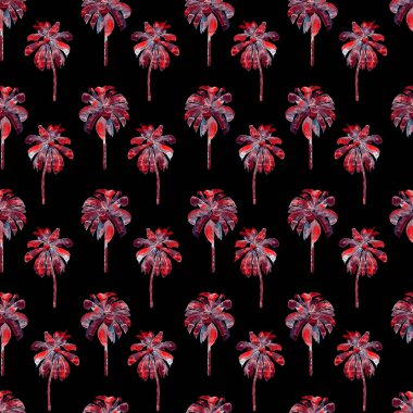 Palmiye desen. Egzotik suluboya Seamless Modeli