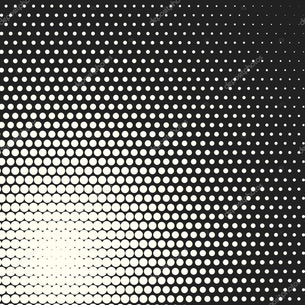 Vector monochrome circles halftone background. 