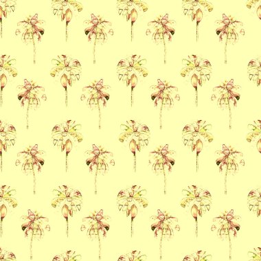 Palmiye desen. Egzotik suluboya Seamless Modeli