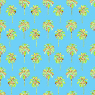 Palmiye desen. Egzotik suluboya Seamless Modeli