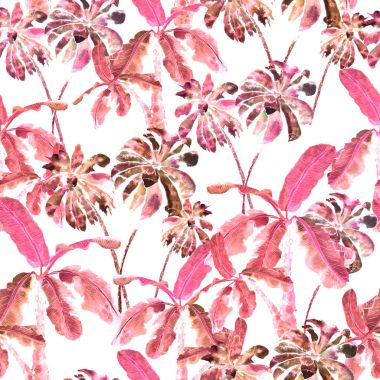 Palmiye desen. Suluboya muz ağacı sorunsuz Yazdır. 