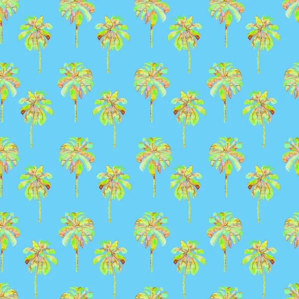 Palm Pattern. Exotic Watercolor Seamless Pattern — Stock Photo, Image