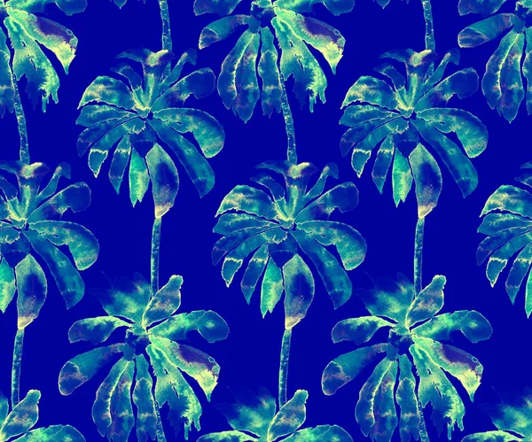 Palm minta. Egzotikus akvarell Seamless Pattern — Stock Fotó