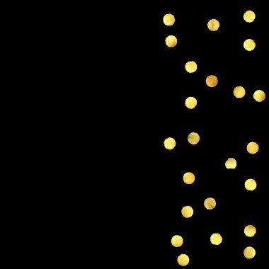 Altın konfeti siyah arkaplanda izole edildi.