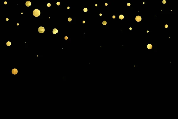 Zlaté konfety izolované na černém pozadí. — Stockový vektor