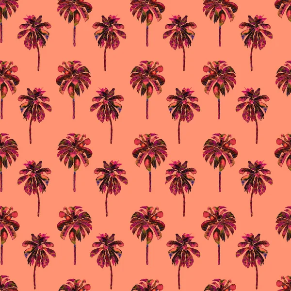 Palm minta. Egzotikus akvarell Seamless Pattern — Stock Fotó