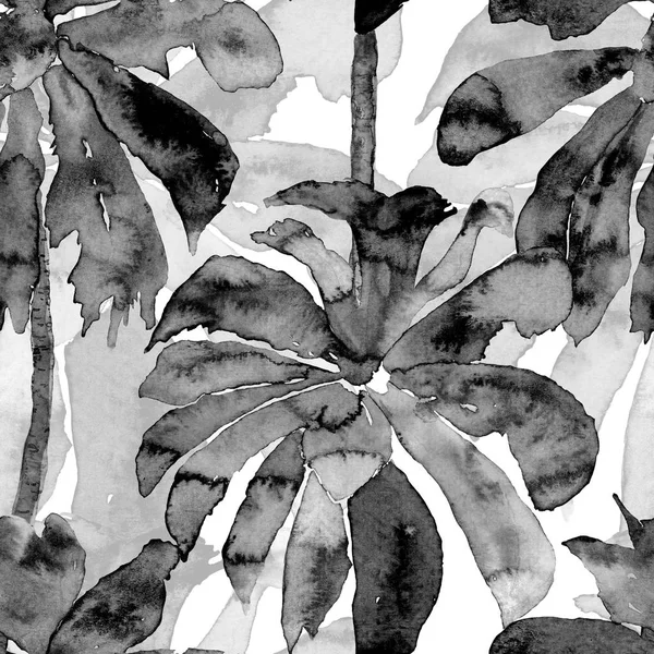 Palmmuster. exotisches Aquarell mit nahtlosem Muster — Stockfoto